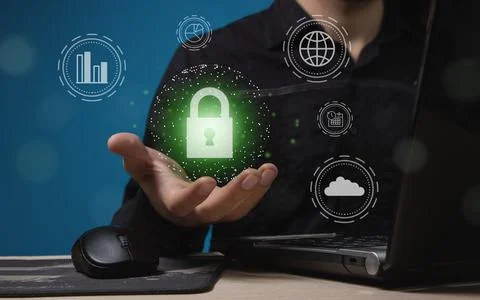 Cybersecurity on the Internet. Modern ways to protect data.  Foto stock