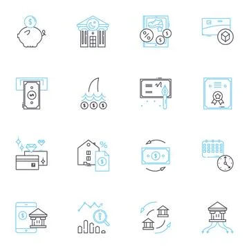 Cybersecurity linear icons set. Encryption, Authentication, Malware, Firewall Stock-Illustration