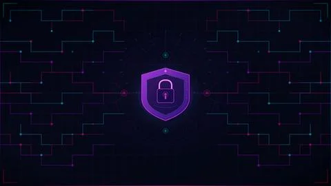 Cybersecurity Lock Dark Background Vector Secure Protection Stock Illustration