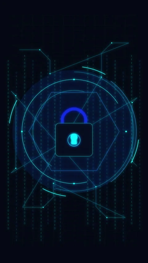 Cybersecurity lock data protection digital security safety tech animation Stock Footage 347557447