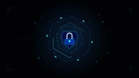 Cybersecurity lock data protection technology digital security network Stock Footage 347557405