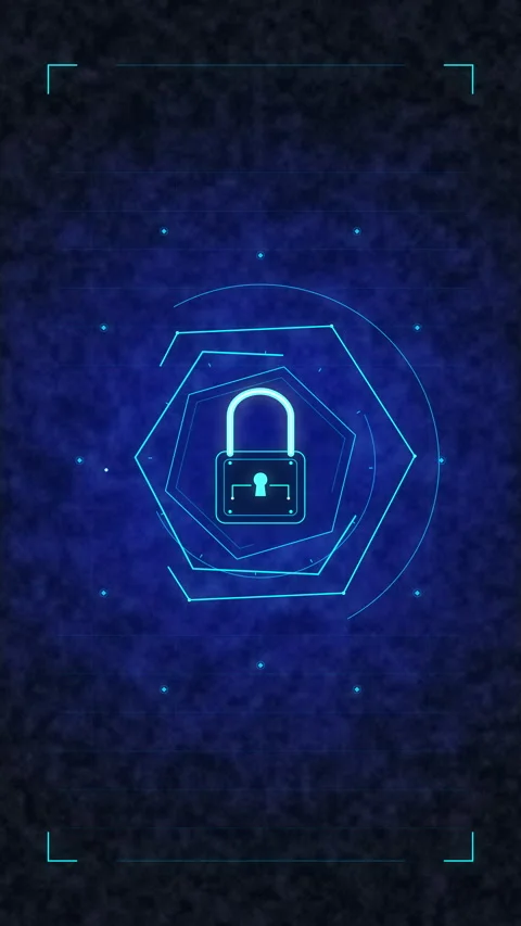 Cybersecurity lock icon digital security technology protection data privacy Stock Footage 347557617