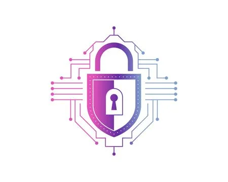 Cybersecurity lock icon representing digital data protection, network securit Stock Illustration