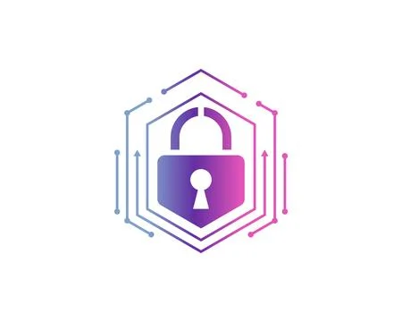 Cybersecurity lock icon representing digital data protection, network secur.. Stock Illustration