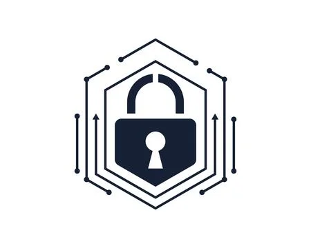 Cybersecurity lock icon representing digital data protection, network secur.. Stock Illustration