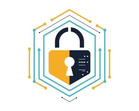 Cybersecurity lock icon representing digital data protection, network secur.. Stock Illustration