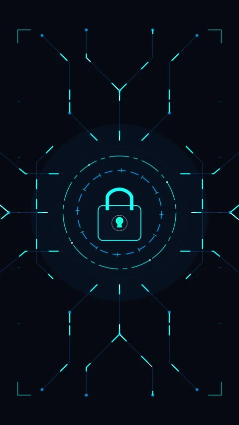Cybersecurity lock interface hud technology digital security protection Stock Footage 347557629