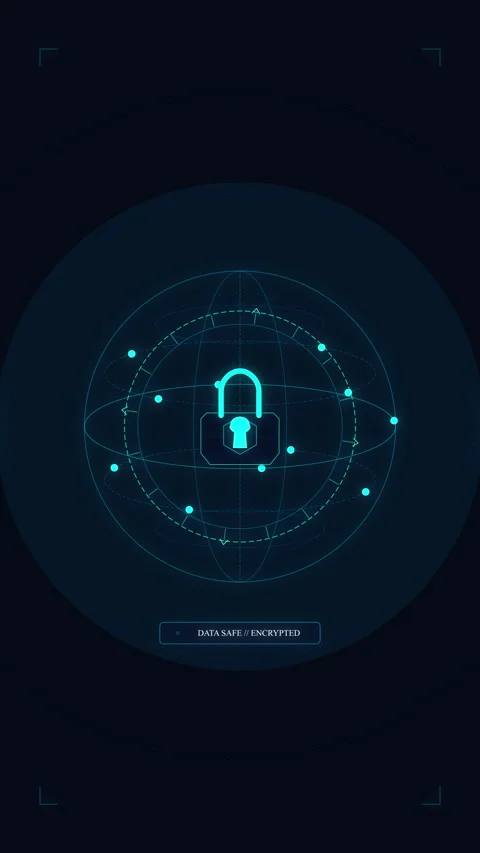 Cybersecurity lock interface hud technology digital protection secure network Stock Footage 347557774