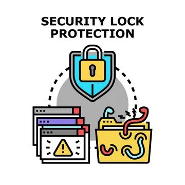 Cybersecurity lock protection blocking system security threat Illustrazione stock