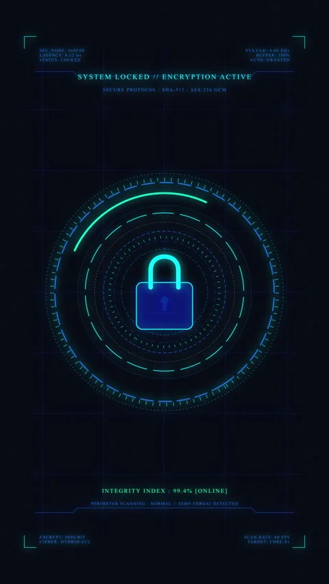 Cybersecurity lock security encryption data protection firewall code technology Vídeos de archivo 347557828
