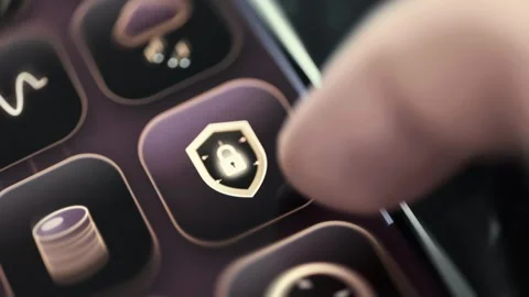 Cybersecurity Lock Shield on Angled Smartphone Stock Footage 341865461