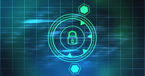 Cybersecurity lock showing connectivity learning mark concept 4K. Stock Footage 314842539