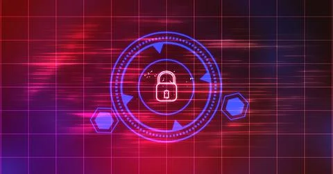 Cybersecurity lock showing connectivity learning mark concept. Binary codin.. Stock Illustration