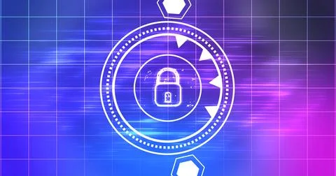Cybersecurity lock showing connectivity learning mark concept. Binary codin.. イラスト素材
