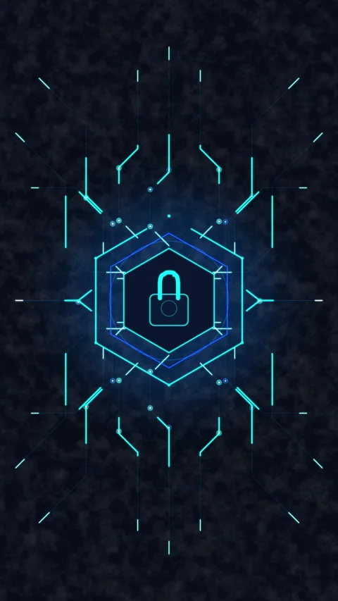 Cybersecurity lock technology digital security network protection data Stock Footage 347557833