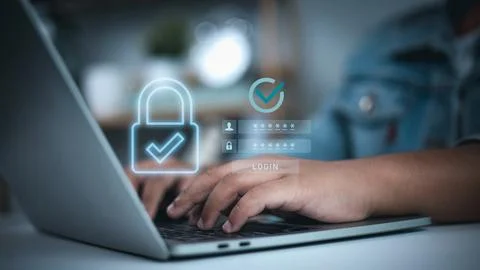 Cybersecurity Login Authentication with Password Protection and Data Privac.. Stock Photos