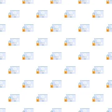 Cybersecurity login screen with padlock pattern on white Illustrazione stock