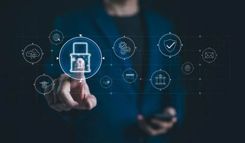 Cybersecurity management, Data protection concept. Stock Photos
