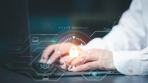 Cybersecurity Management with Online Authentication Technology Businessmen .. 스톡 사진