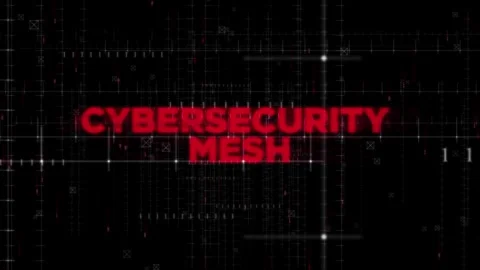 Cybersecurity Mesh Text Animation on Digital Background Stock Footage 343027570