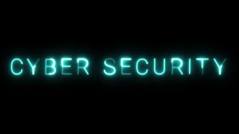 Cybersecurity Neon Sign on Black Background Video stock 287406201