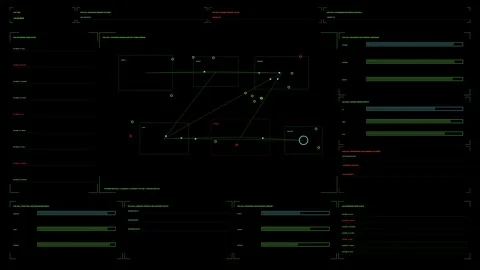 Cybersecurity Network Command HUD Seamless Loop Stock Footage 342763896