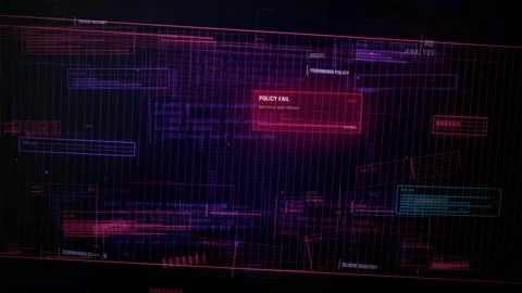 Cybersecurity Network Interface HUD with Data Breach Alert Stock Footage 335569612