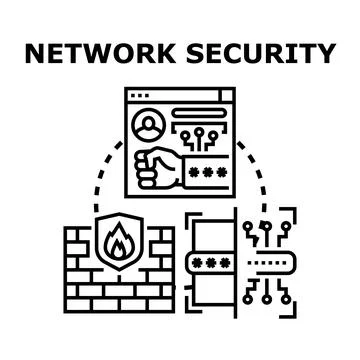 Cybersecurity network protection with data access management system Stock Illustration