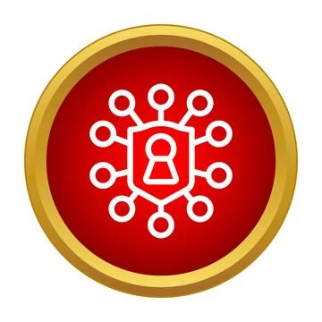 Cybersecurity network shield keyhole protecting data privacy online Stock Illustration