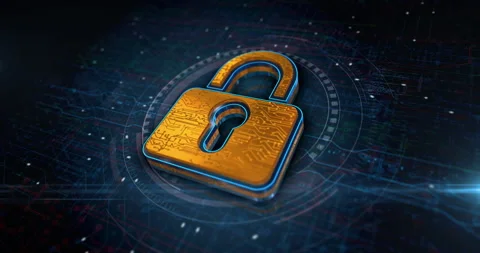 Cybersecurity padlock  3D icon digital concept Stock Footage 346181691