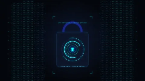 Cybersecurity padlock digital data protection technology security network Stock Footage 347199194