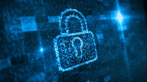 Cybersecurity padlock  icon 3d on digital technology background Stock Footage 346181643