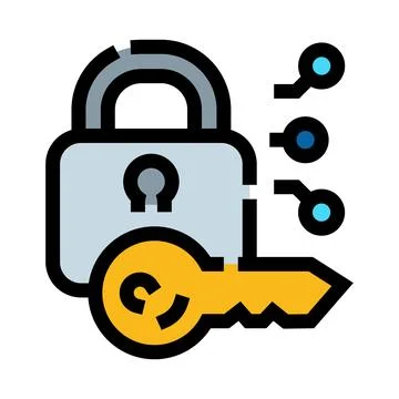 Cybersecurity padlock with key protecting digital data Stock Illustration
