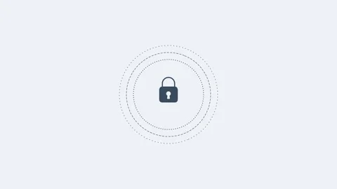 Cybersecurity padlock line icon with rotating concentric rings, slate gray style Vídeos de archivo 342595315