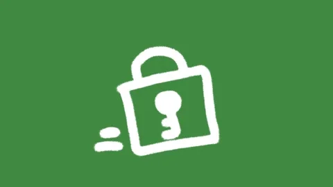 Cybersecurity padlock lock hand-drawn cartoon graphic with chalk outline data Video stock 336680206