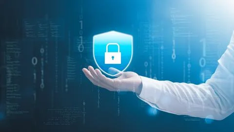 Cybersecurity Privacy data protection concept, businessman holding key prot.. Stock Photos