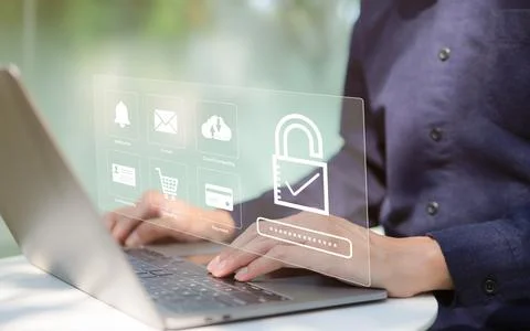 Cybersecurity privacy of data protection, security Internet access. Stock Photos