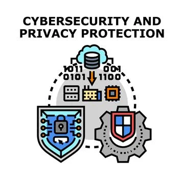 Cybersecurity privacy protection of data and network 스톡 일러스트