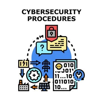 Cybersecurity procedures system protecting digital infrastructure data Stockillustratie
