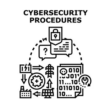 Cybersecurity procedures system protecting digital infrastructure data Stock Illustration