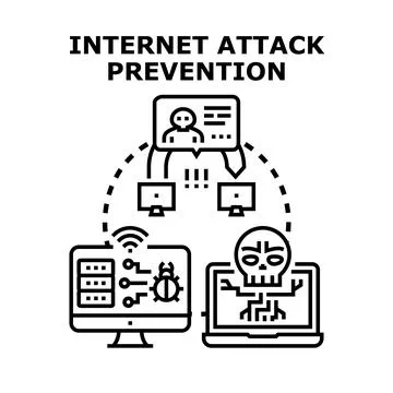 Cybersecurity professional preventing internet attack protecting digital data Stock Illustration