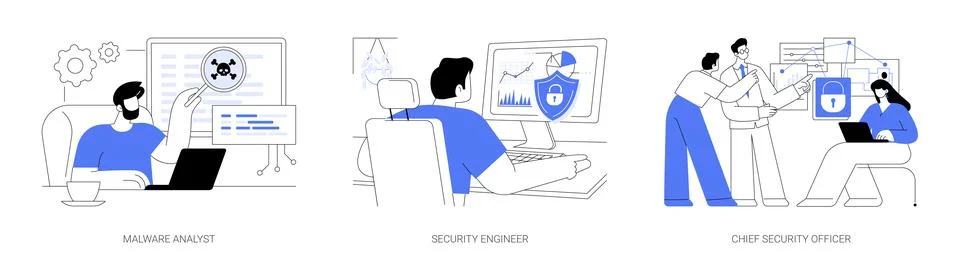 Cybersecurity professions isolated cartoon vector illustrations se 스톡 일러스트