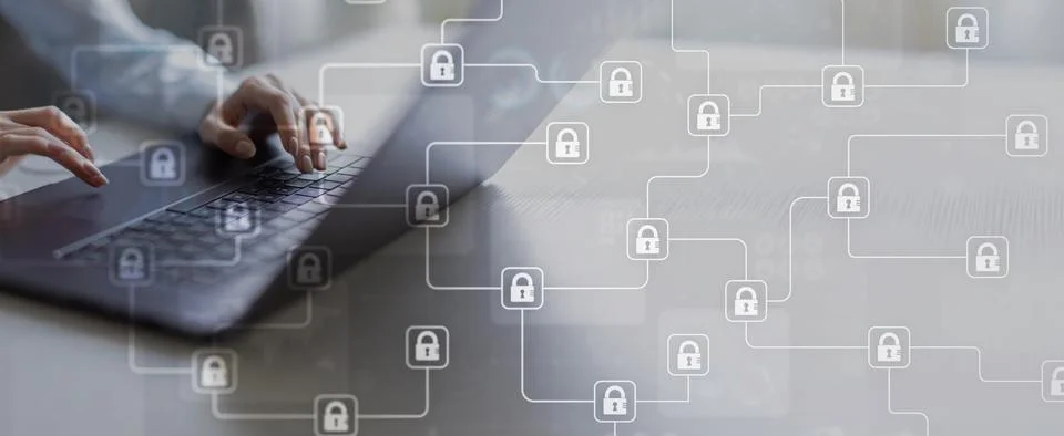 Cybersecurity Protecting Data with Encryption and Security Measures on a Wide Stock Photos