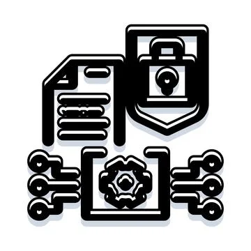Cybersecurity protecting data privacy and secure digital files Stockillustratie