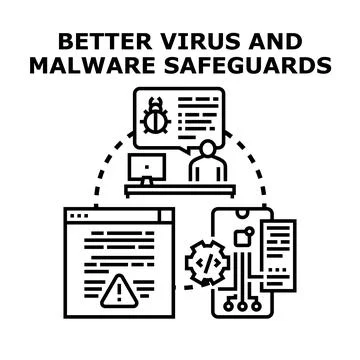 Cybersecurity protecting digital devices and online information 库存插图