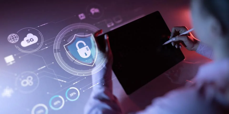 Cybersecurity Protection and Data Privacy Technologies Development in Digital Foto stock