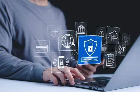 Cybersecurity protection and data security concept. Stock Photos