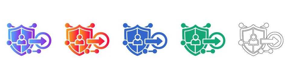 Cybersecurity Protection and Data Shield Icons Stockillustratie