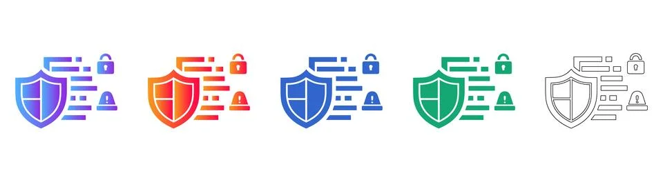 Cybersecurity Protection and Data Shield Icons Illustrazione stock