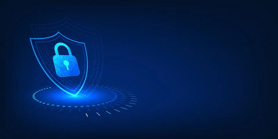 Cybersecurity Protection Background with Digital Shield, Data Security Syst.. 스톡 일러스트